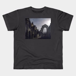 The Ruins of Holyrood Chapel by Louis Daguerre Kids T-Shirt